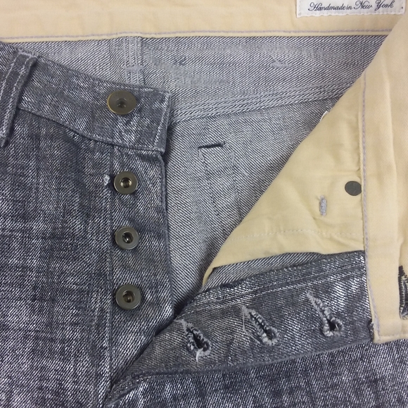 Rag & Bone Jeans Slim Fit Straight Leg Handmade in USA Button Fly Silver Denim - Picture 2 of 9